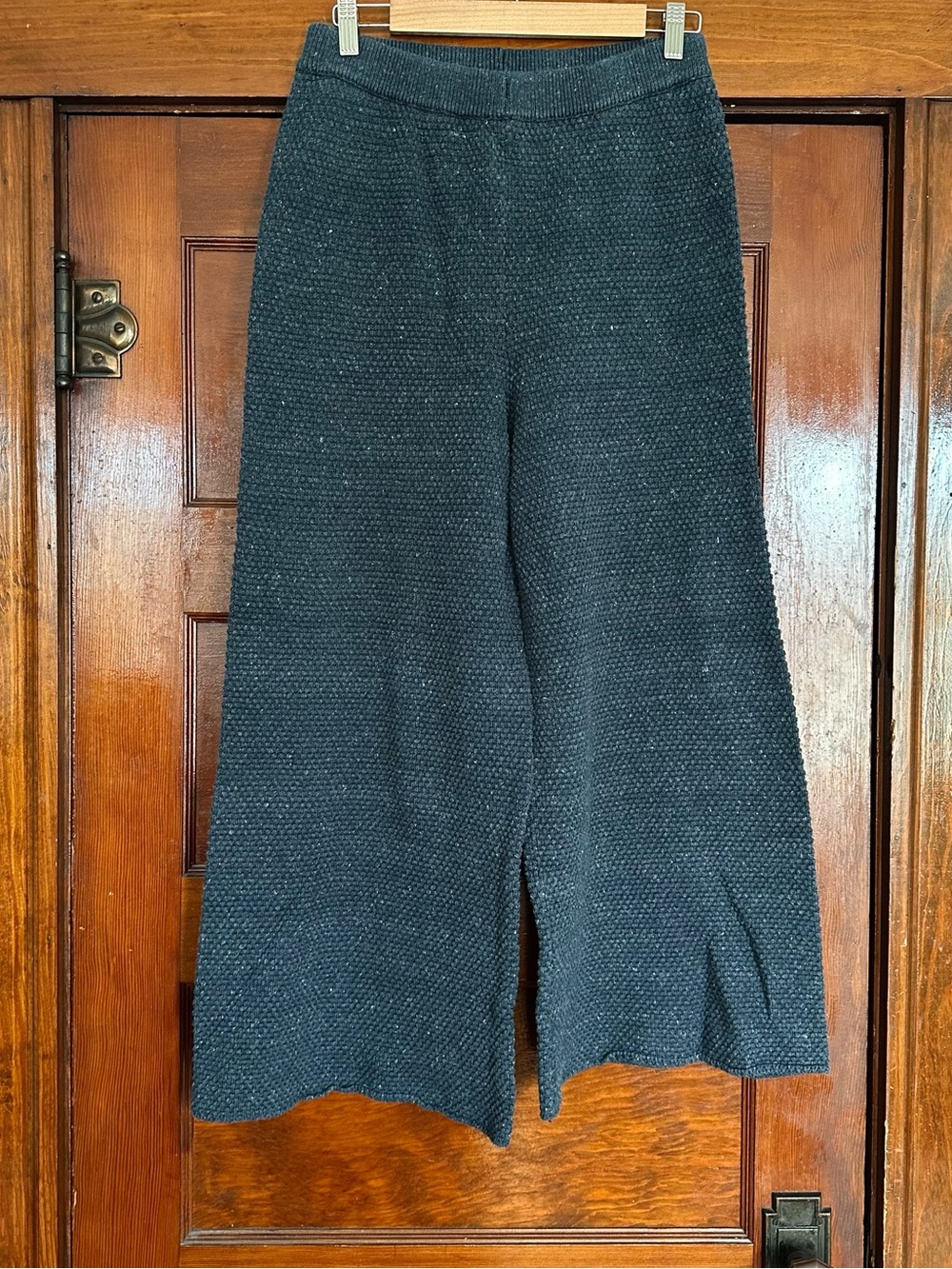 Free People Beach High Rise Wide Leg Cropped Lounge Pants Size Large Waffle Knit